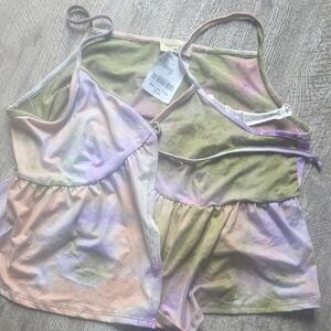 French Pastry Tie-Dye Set in Green and Purple